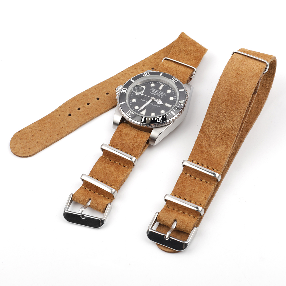 Nylon Nato Strap - Yumuşak Retro Süet Hakiki Deri Kayış